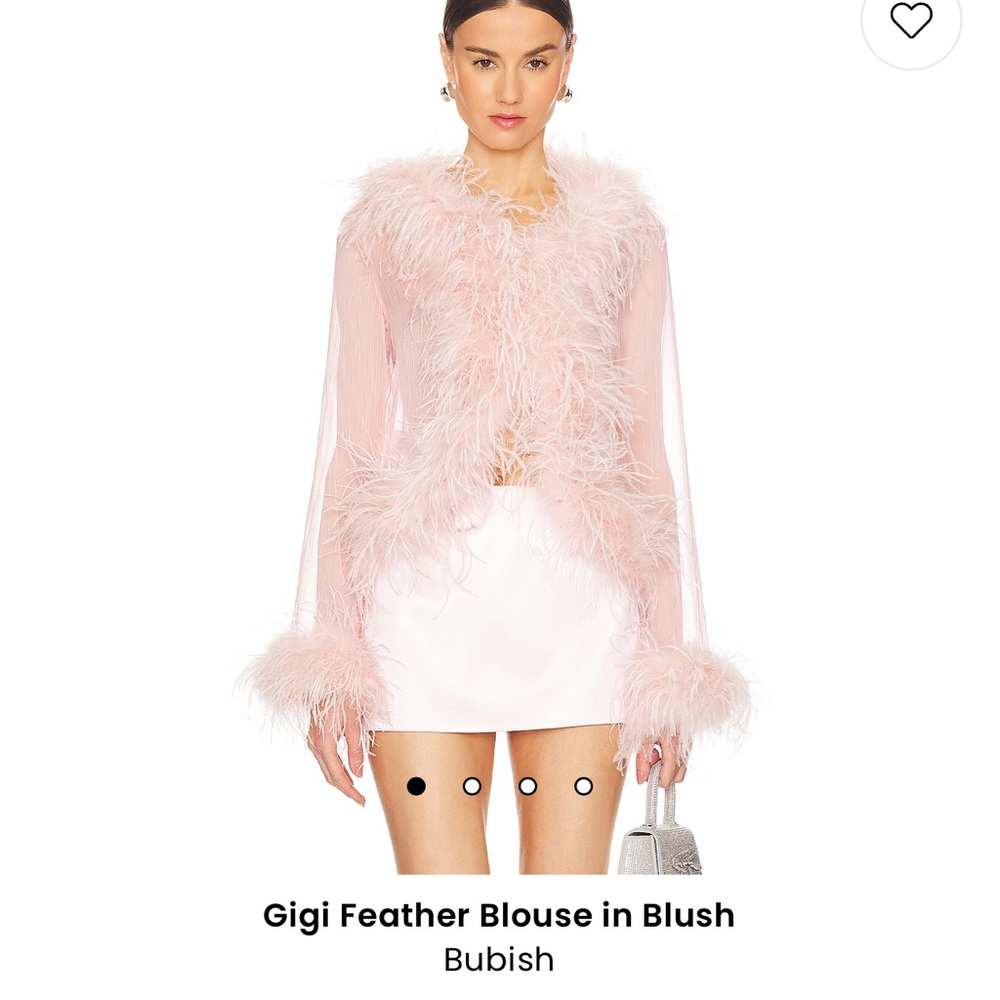 Gigi feathered blouse pink by bubish
